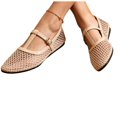 thumbnail image 6 of Samdudou Mary Jane Shoes for Women Closed Toe Flat Sandals Breathable Hollow Out Fishnet Mesh T Strap Buckle Vintage Casual Walking Footwear for Office Street, 6 of 8