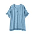thumbnail image 7 of Karymi Easter Dress Boho Beach Vacation Tassel Mini Dress, Notch V Neck Cold Shoulder Cutout Short Sleeve Loose Shift Cover Up Dress Cocktail Dresses for Women, 7 of 7