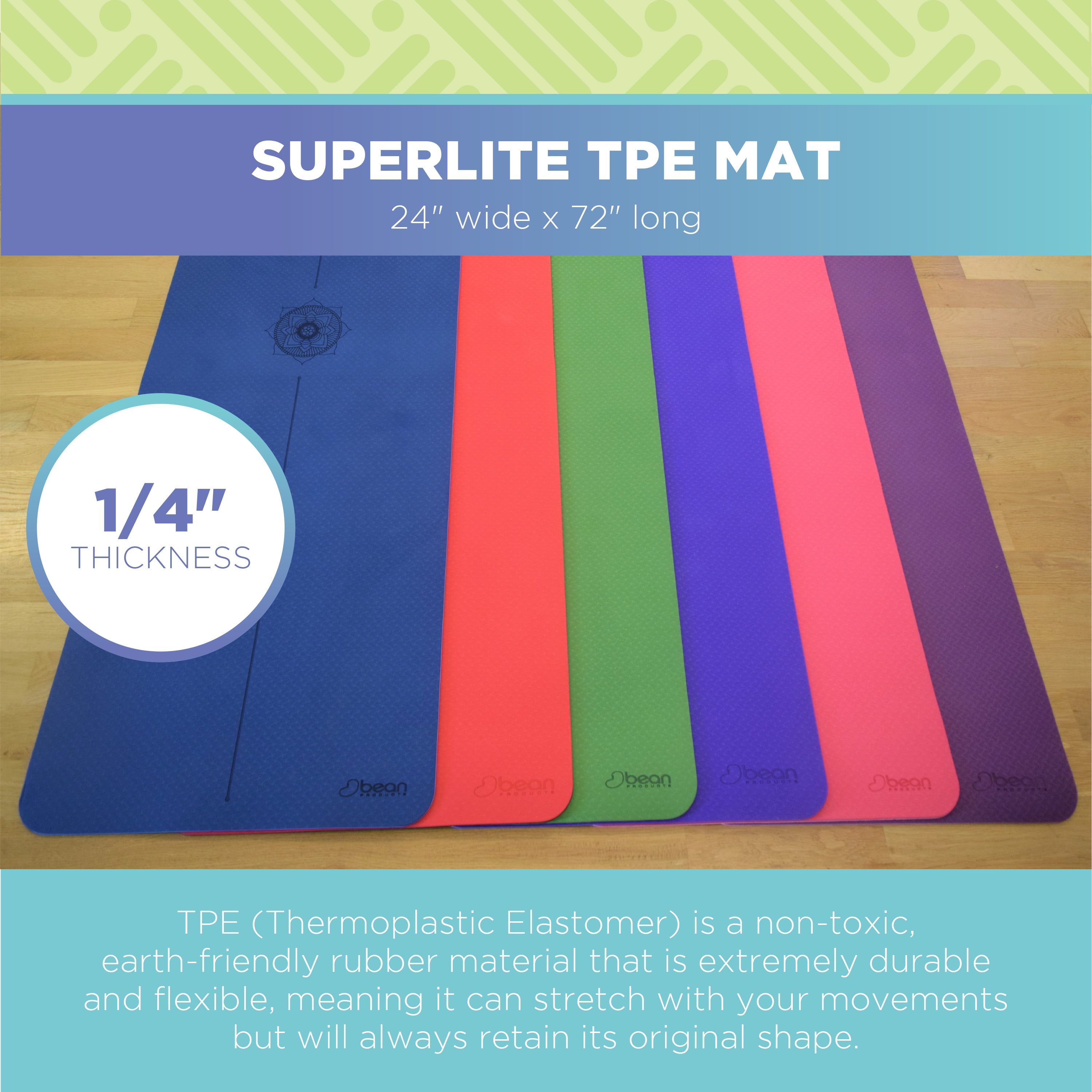TPE Yoga Mat 72"x24" - Natural 6mm Thick Comfortable Workout Floor Mat for Kids - Foldable Yoga Mat for Yoga, Pilates, Gym and Stretching, Red