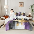 thumbnail image 4 of jejeloiu Minimalist Aesthetic Artwork Full Size Comforter Sets,Gold Glitter Print Bedding Sets For Girls Kids Reversible 3-Piece, 4 of 8