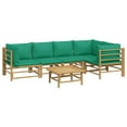 thumbnail image 3 of vidaXL 6 Piece Patio Lounge Set with Green Cushions Bamboo, 3 of 7