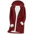 thumbnail image 2 of ZQGJB Long Hoodies for Women Full Zip up Long Sleeve Sherpa Fleece Lined Hooded Jacket Fall Winter Lightweight Casual Drawstring Tunic Sweatshirts with Pockets Wine XL, 2 of 11