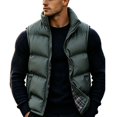 thumbnail image 4 of Mifsaly Mens Warm Puffer Vests Padded Zip Up Stand Collar Quilted Vest Fall Winter Daily Going Out Sports Travel Casual Outfits with Zipper Pockets, 4 of 9