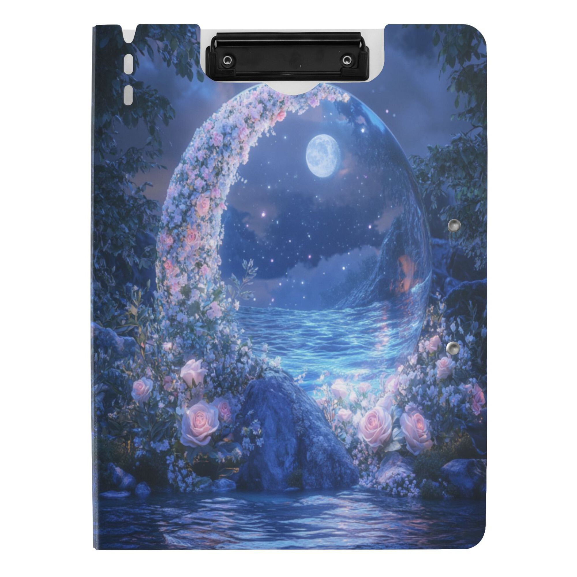 FORMRS A4 Clipboard Folder with Pen Holder Horizontal Foldable School Office Binder, Crystal Ball