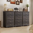 thumbnail image 4 of Wirrytor 5-Drawer Farmhouse Dresser With Floral Embossing, Dark Gray Tall Chest Of Drawers, Anti-Tipping Design, Vintage Storage Organizer For Bedroom Hallway Living Room, 4 of 16