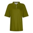 thumbnail image 4 of Womens Short Sleeve Polo Shirts Business Casual Collared V Neck Tops Summer Cotton 3 Buttons Polo Shirts Tshirt,Army Green S, 4 of 5