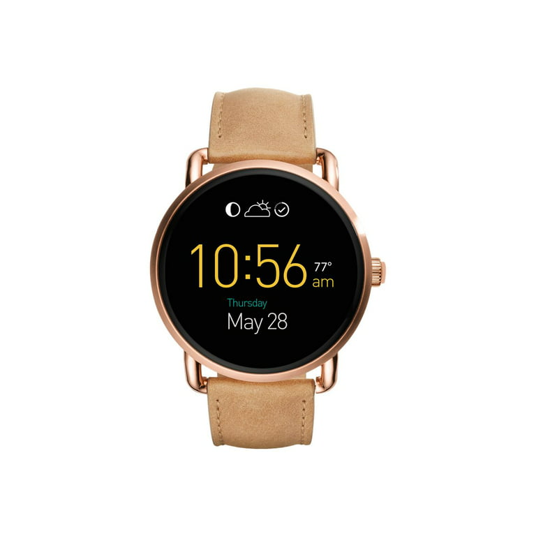 Fossil Q Wander - 45 mm - rose gold - smart watch with - leather - light brown - wrist size: up to 7.68 in 4 GB - Wi-Fi, Bluetooth - Walmart.com
