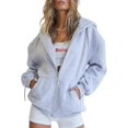 thumbnail image 1 of Womens Zip Up Hoodies Long Sleeve Fall Oversized Sweatshirts Fleece Y2K Jacket with Pockets, 1 of 6