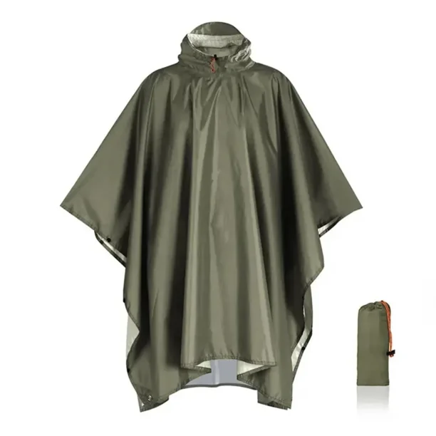 Typpkmm Chubasquero Militar Para Exteriores with Poncho Impermeable Para Acampar, army green