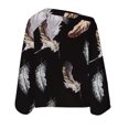 thumbnail image 4 of Mujer Casual elegante manga acampanada un hombro pulóver estampado manga larga un hombro Top camisa Fridja  czfsfas5914, 4 of 5