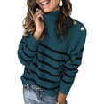 thumbnail image 1 of Chandails pour Femmes Décontractés à Manches Longues Col Rond Rayé Pull d'Hiver en Tricot, 1 of 2