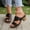 Black, variant on Women's Hollow Cutout Floral Block Heel Slide Sandals, Open-Toe Faux Leather Slip-On Summer Casual Shoes Brown 36