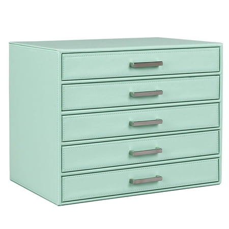 Songmics Jewelry Box Large Makeup Case Mint Green Organizer 5