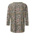 thumbnail image 5 of CYMMPU Business Work Blouses Dressy Tunic Tops Basic Tees Shirts Floral Printed 3/4 Length Sleeve Casual Crewneck Summer Fall 2025 Clothes for Women Multicolor XXL, 5 of 5
