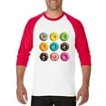 thumbnail image 1 of Artix - Mens Raglan Sleeve Baseball T-Shirts, up to Size 3XL - Love Food Donuts Doughnuts, 1 of 4