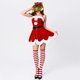 thumbnail image 1 of Conjunto navideño de 3 piezas para mujer, ajustado, color sólido, con cinturón, sombrero, traje de vacaciones FLhrweasw Para estrenar, 1 of 7