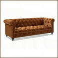 thumbnail image 3 of 88'' Burnt Orange Performance Velvet Tufted Chesterfield Sofa – 3-Person Living Room Couch | Burnt Orange | Kiln-Dried Solid Hardwood | Velvet, 3 of 8