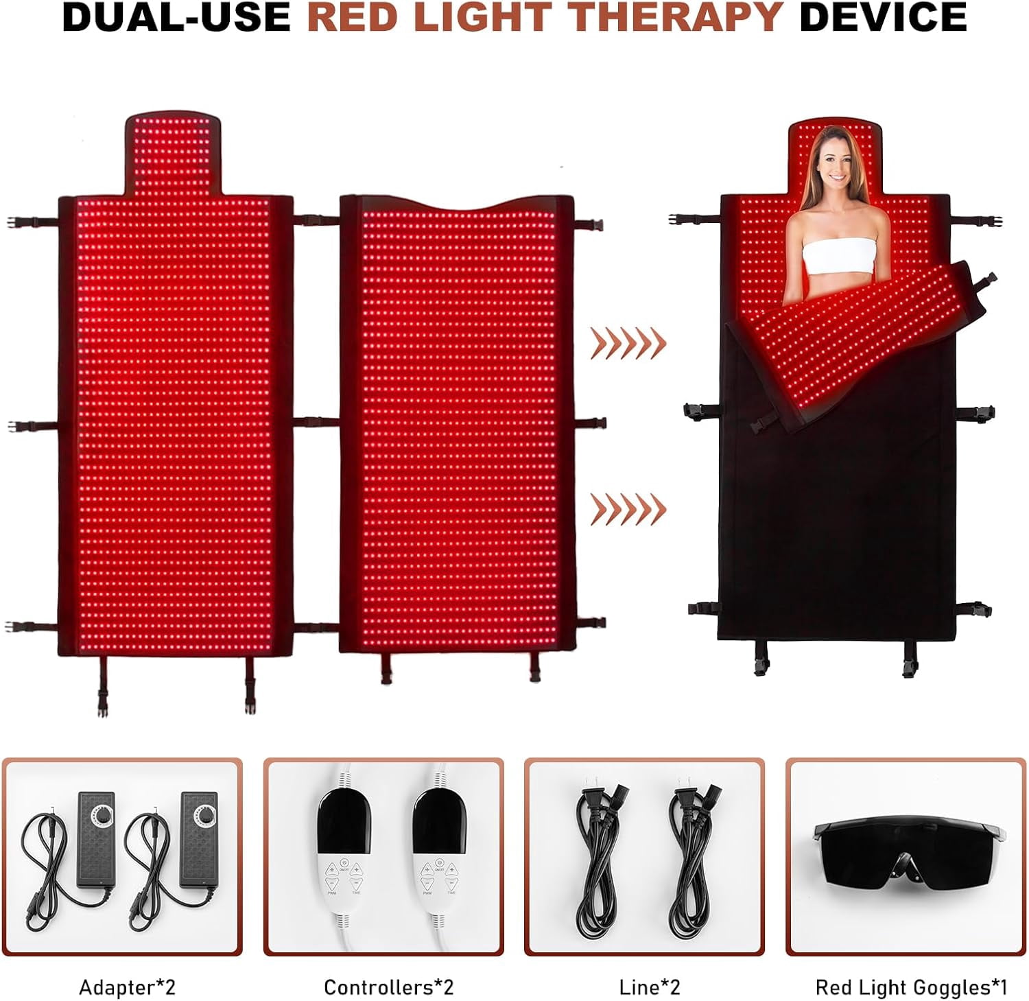 3100pcs Dual Wavelength LED Beads 660nm&850nm Red Light Therapy Mat Full Body Used to Relieve Pain 73''x 33'' 2025 New