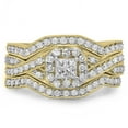 thumbnail image 2 of Dazzlingrock Collection 1.25 Carat (ctw) 14K Princess & Round Diamond Swirl Halo Ring 3 pcs Set 1 1/4 CT, Yellow Gold, Size 8.5, 2 of 3