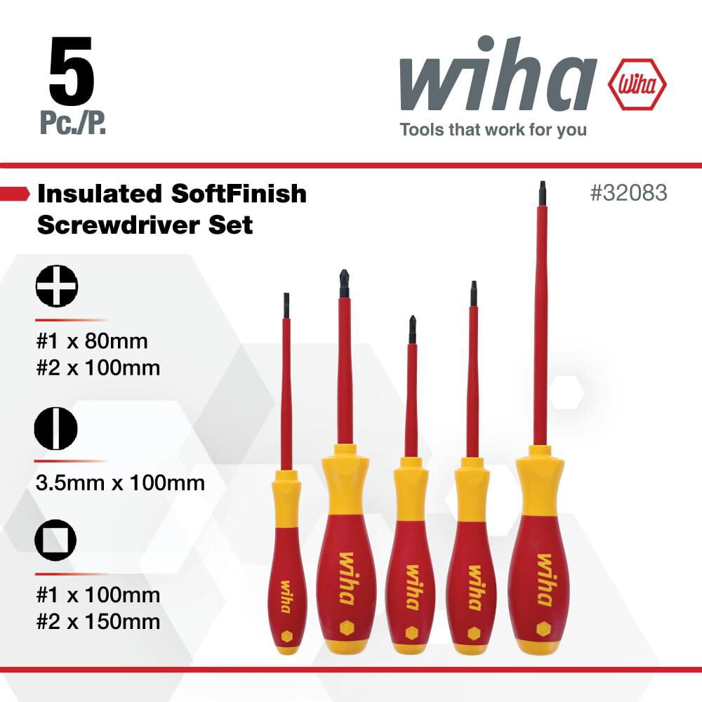 Wiha Softfinish Screwdriver Set Insulated 5Pc