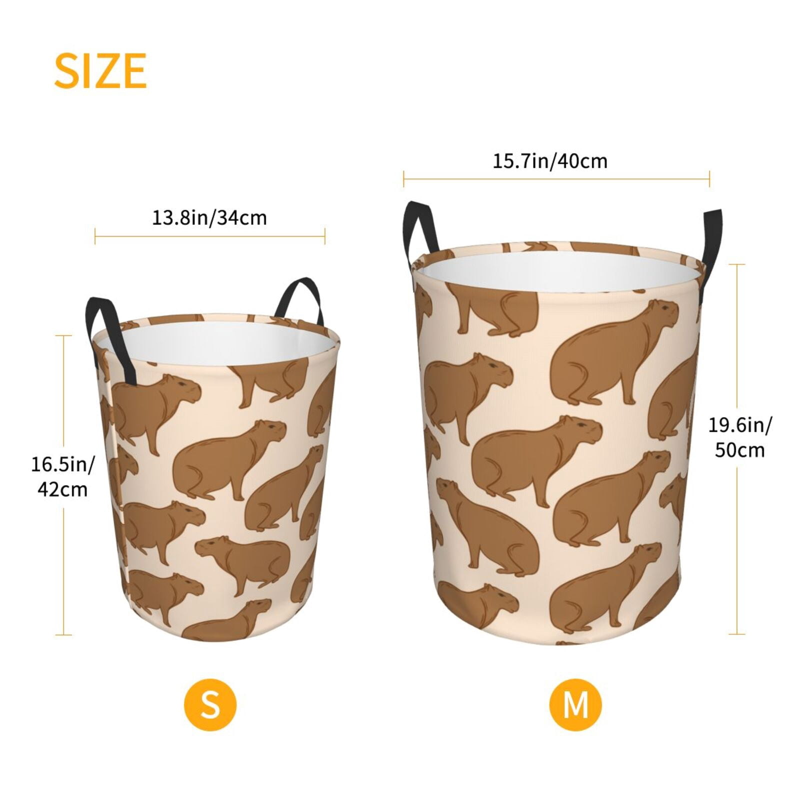 Large Laundry Basket with Handles - Brown Capybara Kids Baby Dirty Clothes Laundry Hamper for Bedroom Aesthetic