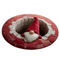 Christmas 3D Rug,Christmas Optical Illusion Rugs,Santa Claus Quilted & Quilted Round Mat,ChristmasNon- Visual Door Mat for ChristmasIndoor Outdoor Home Party (23.6 Inch)