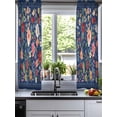 thumbnail image 2 of Navy Blue Flowers Sheer Curtains 39 Inch Length 2 Panels Set for Living Room/Bedroom, Spring Vintage Floral Leaves Farmhouse Kitchen Curtains Grommet Semi-Sheer Curtains Window Treatments 27.5"x39"x2, 2 of 7