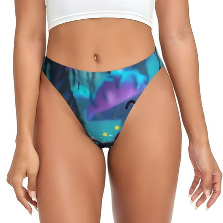 Rateoe Cute Fuzzy Fantasy Creatures Pattern Seamless Women Underwear Thongs No Show Ladies Thong No Line Breathable Comfortable Panties Undies for Women-XX-Large