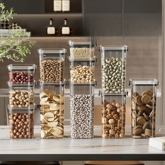 460-1800ml Sets Kitchen Stackable Sealed Jar Plastic Food Storage Box Multigrain Tank Bottle Dried Fruit Tea Storage Containers