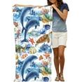 thumbnail image 2 of dhakalrlde Beach Towel Funny Dolphin Theme Pattern Sand-Free Microfiber Towel Quick Dry Pool Towel Absorbent Towel Ultra Soft Lightweight Towel for Outdoor Bathroom Swimming 31inx51in, 2 of 14