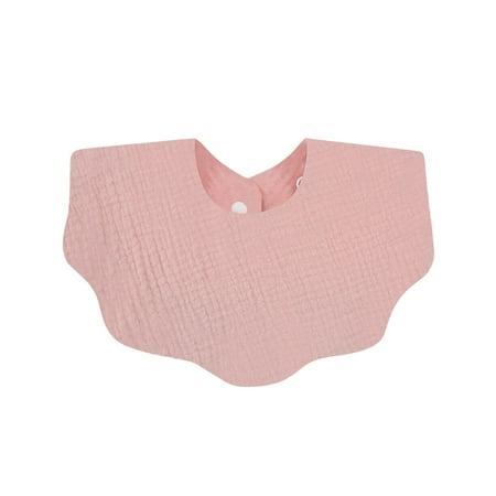 Waves Baby Bibs Girls Boys Cotton Muslin Bib for Drooling Teething Infant Soft Burp Cloths Adjustable with Snaps Pink