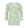 thumbnail image 4 of Ounisa T-Shirts à Manches 3/4 pour Femmes Col en V Manches Raglan Chandail Imprimé Décontracté Tendance Printemps Été Mode Hauts P-2TG, 4 of 6