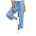 thumbnail image 4 of Asgosdo Women Pants Drawstring High Waisted Grid Straight Leg Loose Fit Soft Breathable Capris Pants with Pockets, 4 of 5