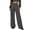 Grey, variant on Women's Wrap Front Wide Leg Long Pants Elastic Waist Solid Loose Trousers