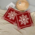 thumbnail image 5 of Christmas Pillow Covers 18x18 Set of 2 Christmas Decor Linen Pillowcase Winter Snowflake Decorative Red Throw Pillows Christmas Farmhouse Holiday Decor Outdoor Cushion Covers for Sofa Couch, 5 of 6