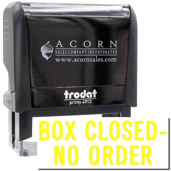 Large Self-Inking Box Closed No Order Stamp, Trodat Printy 4913, Press and Print Stamping, Impression Size 7/8" x 2-1/4", Up to 10,000 Impressions - Yellow Ink
