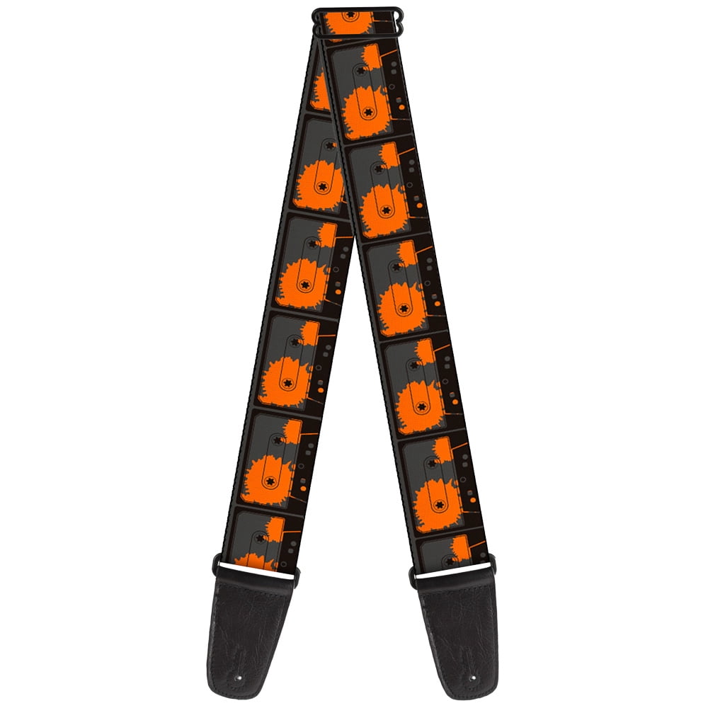 Buckle-Down Guitar Strap, Cassette Splatter Gray Orange, 2 Inches Wide