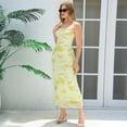 thumbnail image 6 of Women'S Floral Ruched Bodycon Midi Dress Mesh Fishtail Summer Wedding Guest Cocktail Going Out Dresses 2025 Yellow M, 6 of 9