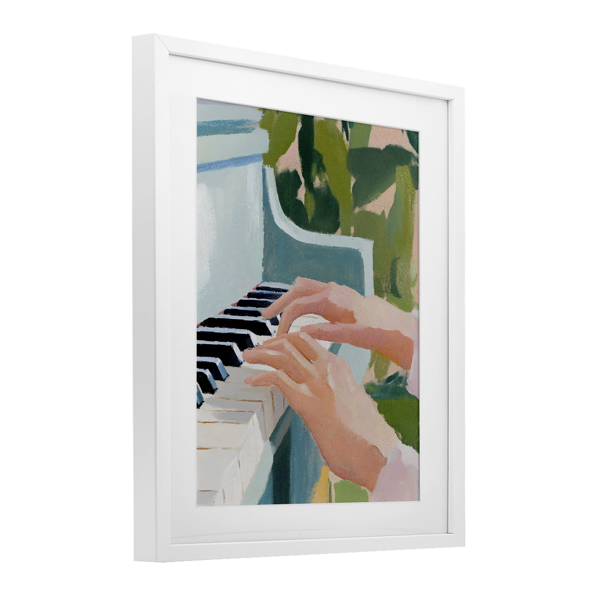 Stupell Industries Piano Hands in Sunlit Space White Framed Print Under Glass, design by The Prints Vibe
