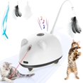 thumbnail image 2 of Juguetes para gatos, juguetes interactivos para gatos de interior, auto giratorio automático, juguete automático de luz para gatos con luz y plumas, USB, 2 of 5