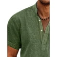 thumbnail image 3 of Gomelly Men T Shirt Button Neck Summer Shirts Hawaiian Tops Mens Casual Vacation T-shirt Lapel Tee Green 3XL, 3 of 4