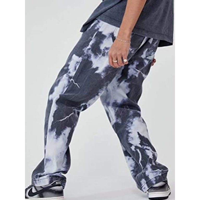 Calsunbaby Men's Cargo Baggy Jeans Hip Hop Straight Leg Denim Pants with  Pockets 
