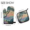 thumbnail image 2 of Yayeee Oven Mitts and Pot Holder Set of 2 Heat Resistant Kitchen Gloves Baking Hot Pad, Pine Tree Rainbow, 2 of 5