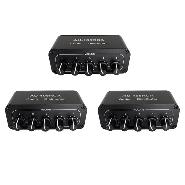 3X Distribuidor de Audio de 5 Canales Mezclador de Audio Estéreo 1 Entrada 5 Salidas Divisor para Amplificador de Potencia Audio Activo