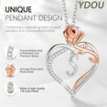 thumbnail image 2 of Ydou Rose Heart Initial Necklace for Women, 14K White Gold Plated Love Heart Letters with Rose Flower Pendant Necklace for Women, 2 of 9