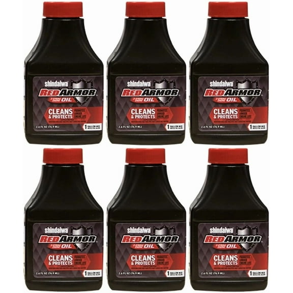 6 Pack of Shindaiwa Red Armor 2-Stroke Engine Oil 2.6 oz Bottle 50:1 Mix for 1 Gallon 83001S-6PK