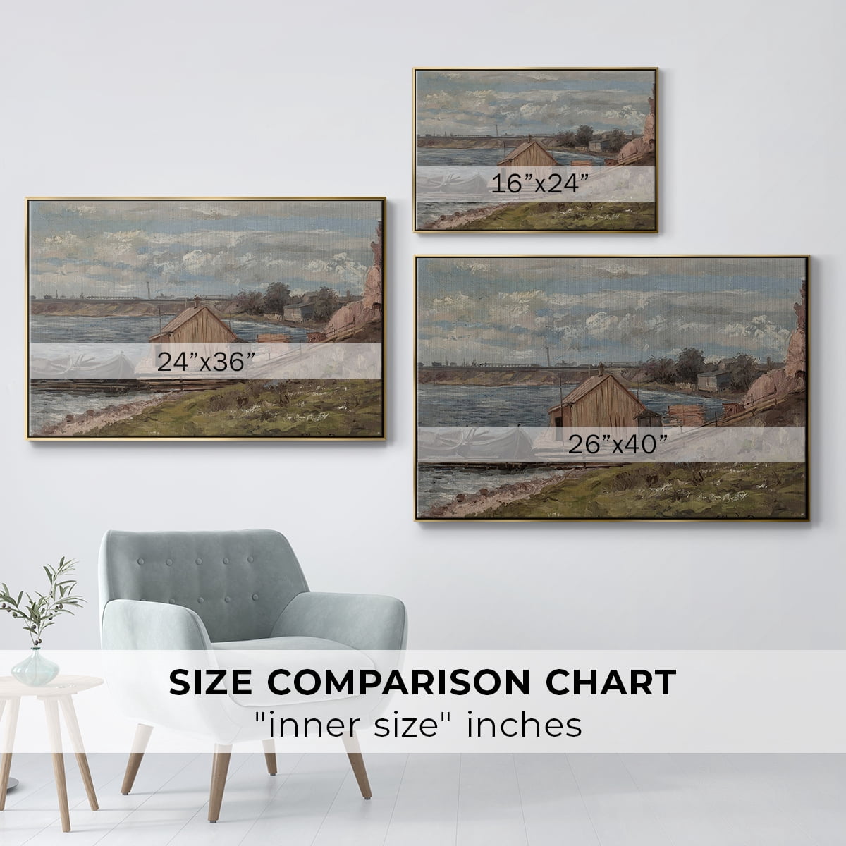 Vintage Landscape-CCCLVII By Wexford Home Framed in Gold Wood Gallery Wrapped Canvas 17 in. x 25 in.