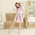 thumbnail image 3 of FORMRS Niños Bathrobe Unisex Hooded Robe Soft Plush Pajamas Sleepwear, Size 10-12T, Pink Halloween Ghosts, 3 of 7