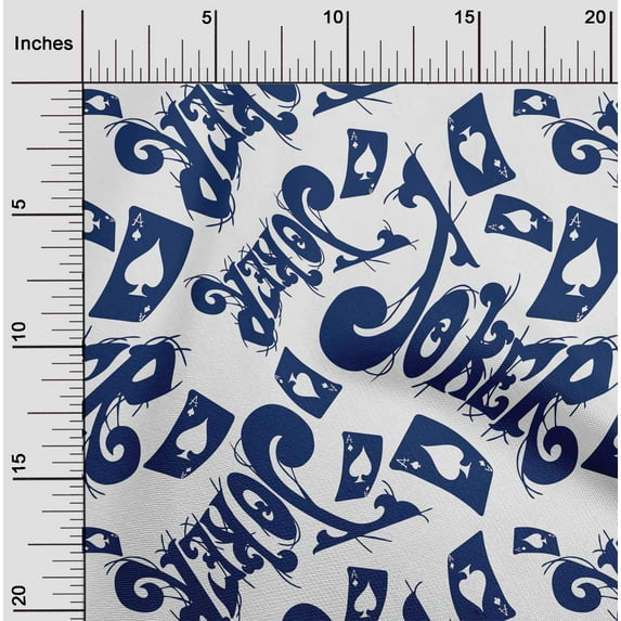 oneOone Cotton Poplin Twill White Fabric Joker & Poker Text Craft Projects Decor Fabric Printed By The Yard 56 Inch Wide