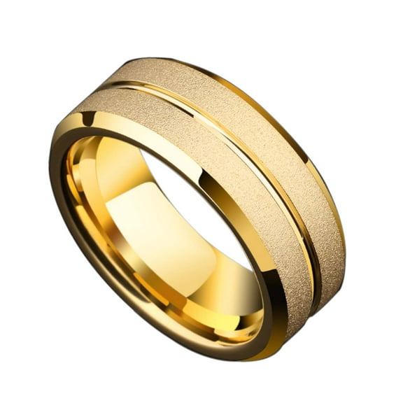 GY Yellow Gold Plated Matte 8mm Titanium Steel Ring for Men Wedding Band Man Ring